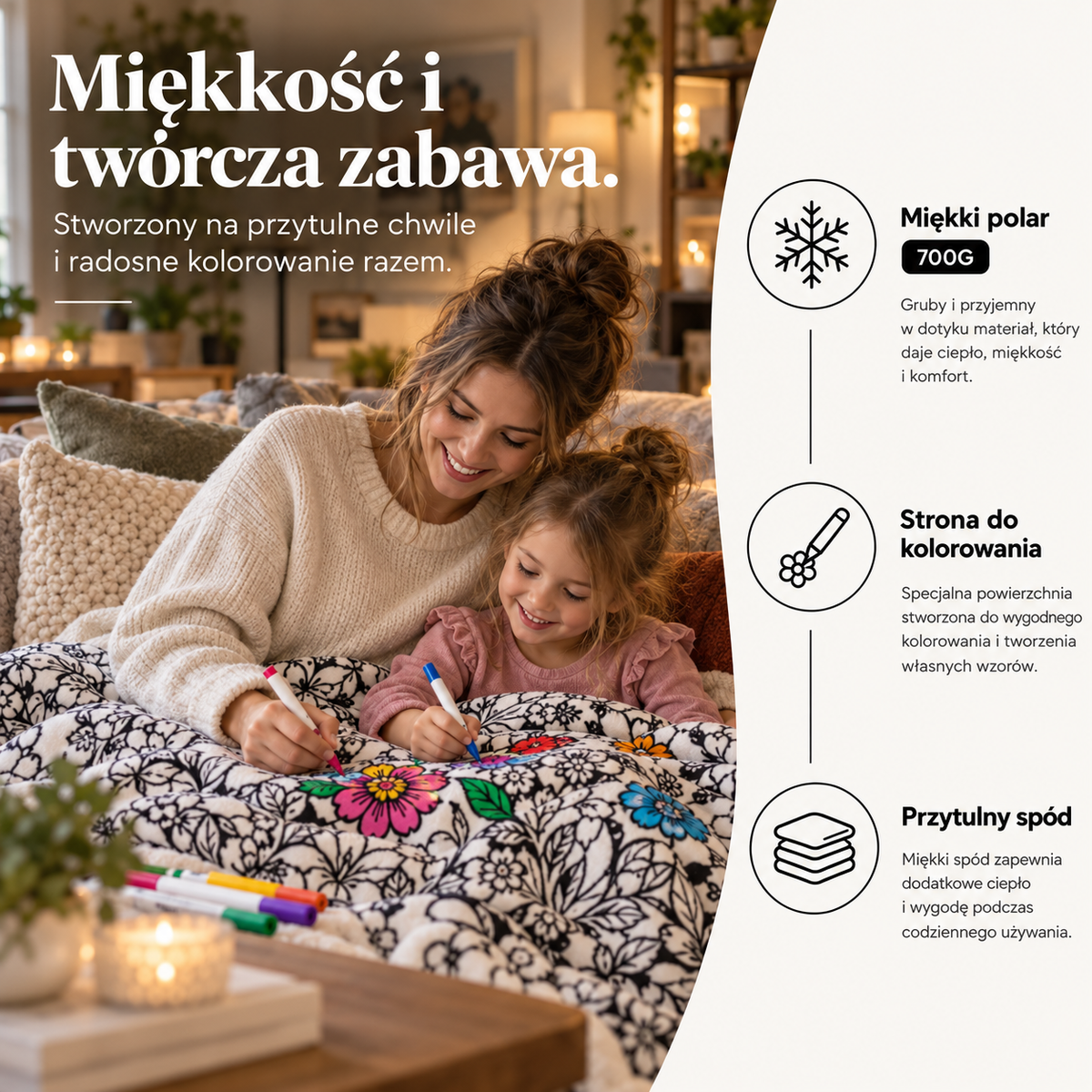 Tulimi™ Świąteczny Kocyk do Kolorowania